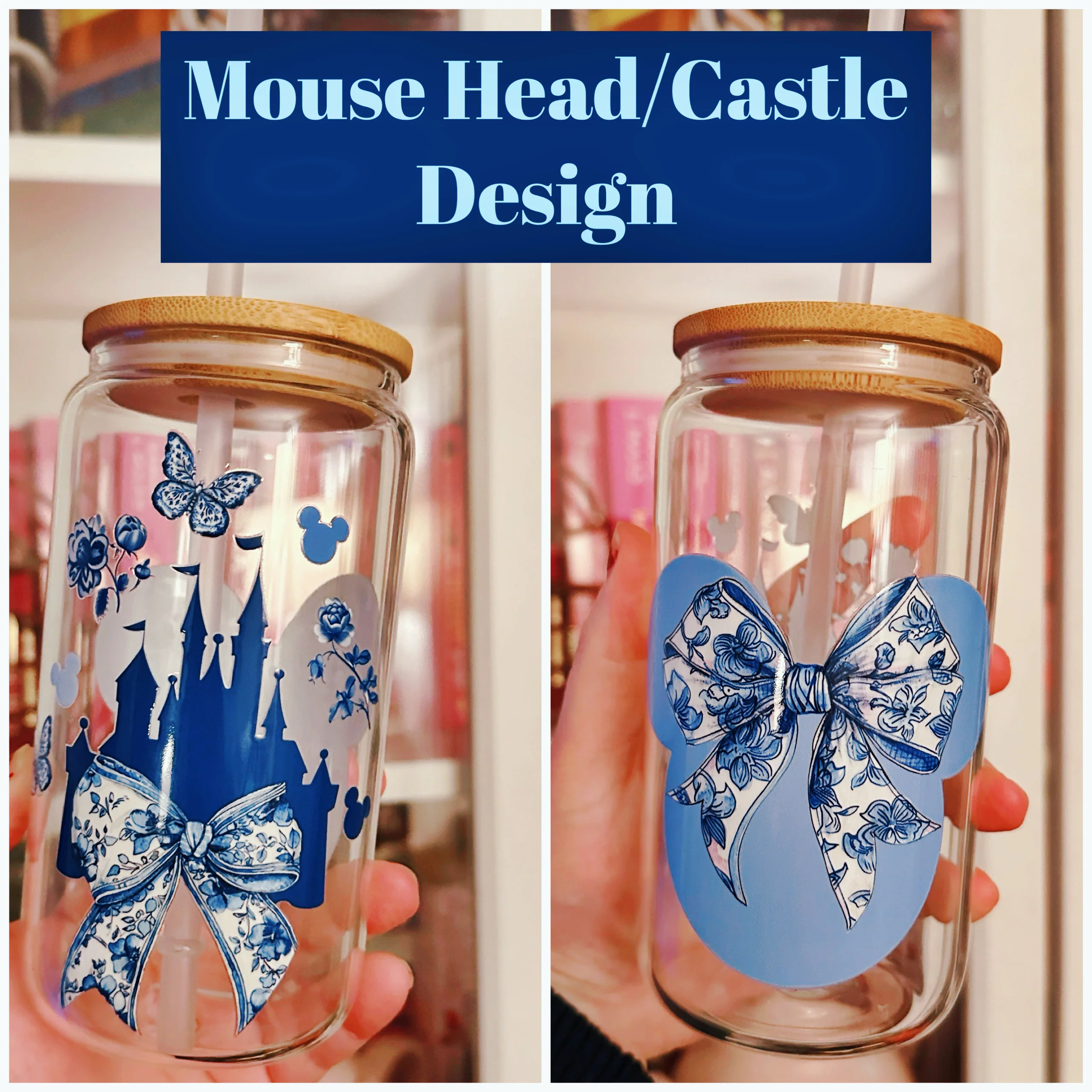 Blue and White Floral Inspired Reusable Drinkware - Image 3