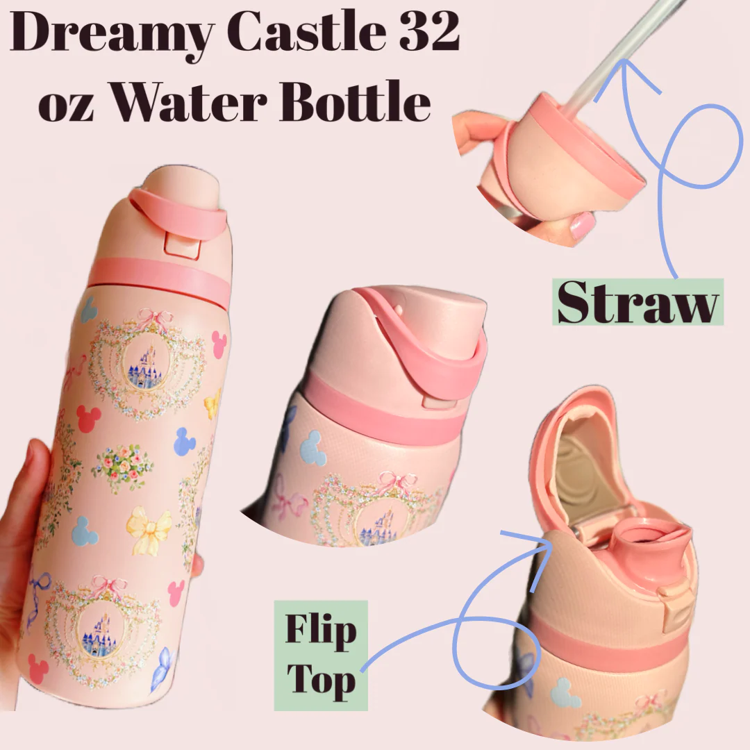 Dreamy Castle Inspired 32 oz Sip Stainless Steel Water Bottle - Image 3
