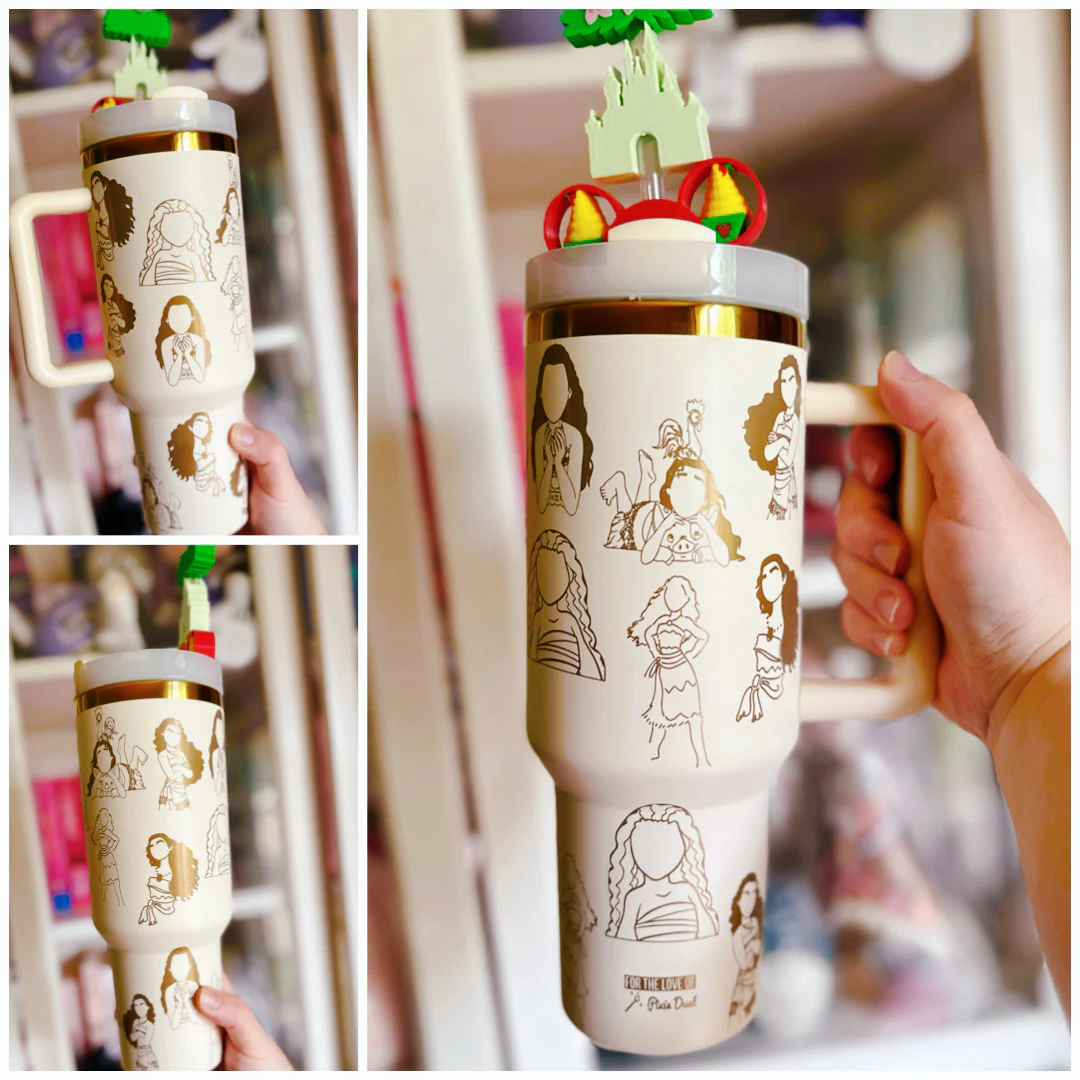 READY TO SHIP: Princesses on Laser Engraved on 40 oz Quencher Inspired Stainless Steel Tumbler - Image 4