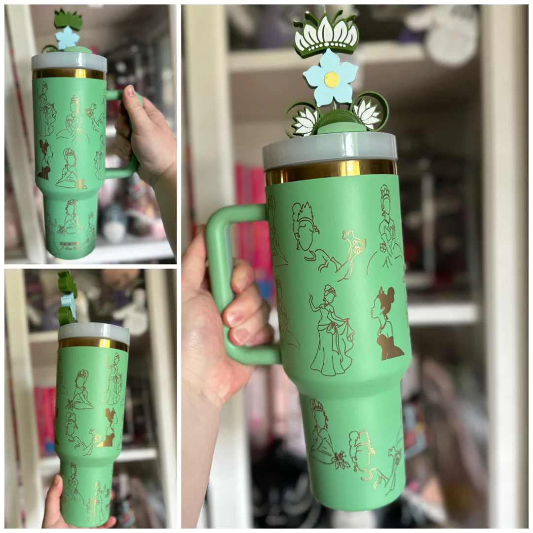 READY TO SHIP: Princesses on Laser Engraved on 40 oz Quencher Inspired Stainless Steel Tumbler - Image 6